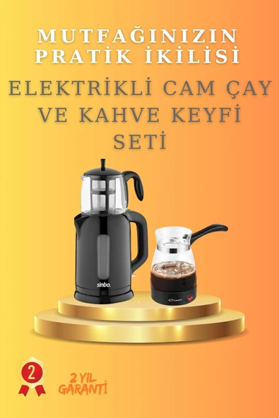 SAYARMARKT Elektrikli Cam Çay Makinesi Çaycı ve Cam Elektrikli Cezve Kahve Makinesi Seti ürün görseli 1