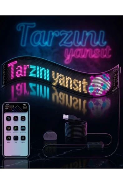 SAYARMARKT RGB LED Matrix Panel Esnek Yapı Uygulama Kontrollü Kayan Yazı Ekranı ürün görseli 1