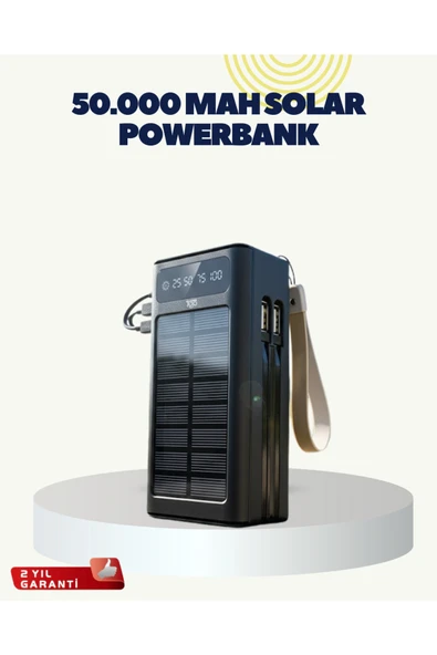 SAYARMARKT LED Aydınlatmalı Güneş Panelli Powerbank Seyahat ve Kamp İçin ürün görseli 1