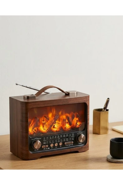 SAYARMARKT LED Şömine Efektli Kablosuz Hoparlör Bluetooth Radyo USB TF Kart Destekli ürün görseli 1