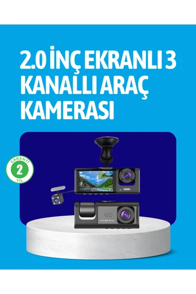 SAYARMARKT 3 Kameralı Araç İçi Kayıt Cihazı Suya ve Toza Dayanıklı Tasarım ürün görseli 1