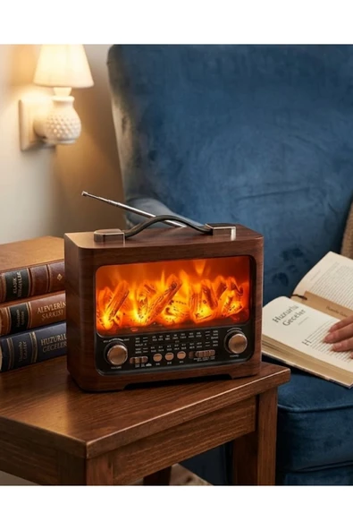 SAYARMARKT Retro Şömine Tasarımlı Bluetooth Hoparlör FM Radyo USB TF Kart Müzik Çalar ürün görseli 1