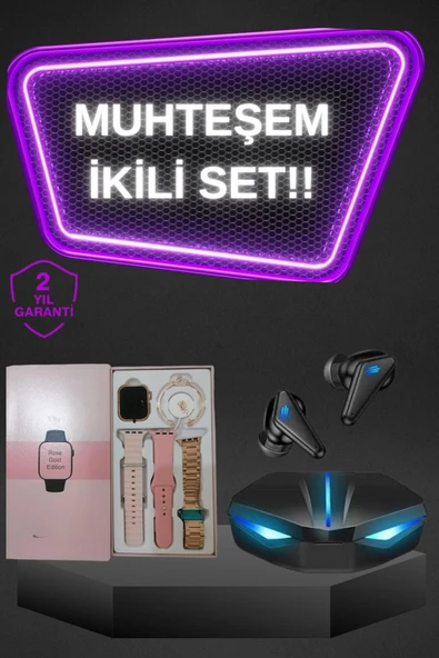 SAYARMARKT Kadınlar İçin Dokunmatik Ekran Akıllı Saat ve Gamer Kablosuz Bluetooth Kulaklık ANC Özelliği ürün görseli 1