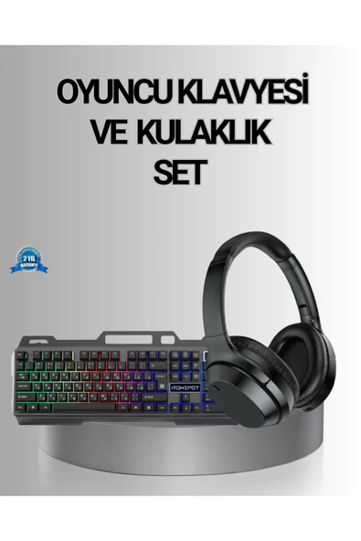 SAYARMARKT Işıklı Oyuncu Klavye Mouse ve Bluetooth Kulaklık Seti Türkçe Q USB ürün görseli 1