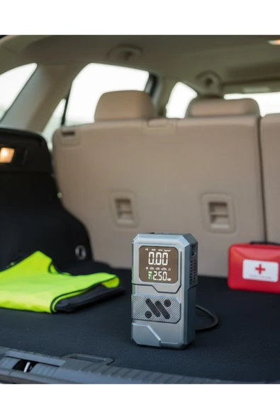 SAYARMARKT 12.000 mAh Akü Takviye Destekli LED Işıklı Araç Kompresörü ürün görseli 1