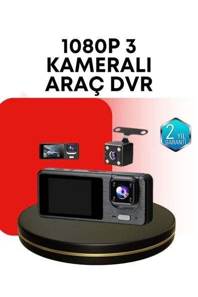SAYARMARKT Araç Kamerası 3 lü Sistem | Full HD Sesli Kayıt ve Park Gözetimi ürün görseli 1