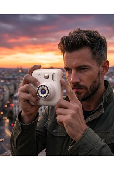 SAYARMARKT Eğlenceli Baskılı Çocuk Fotoğraf Makinesi Video Çekim 4 Rulo Kağıt 5 Kalem Set ürün görseli 1