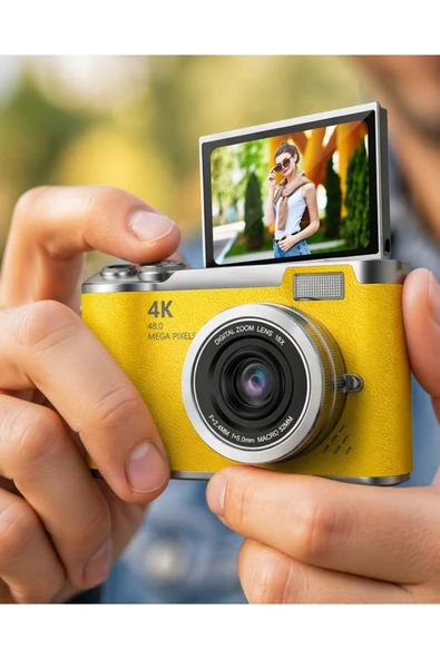 SAYARMARKT Yüksek Çözünürlüklü 48 MP Kamera 4K Video Çekim Selfie Vlog Fotoğraf Makinesi ürün görseli 1