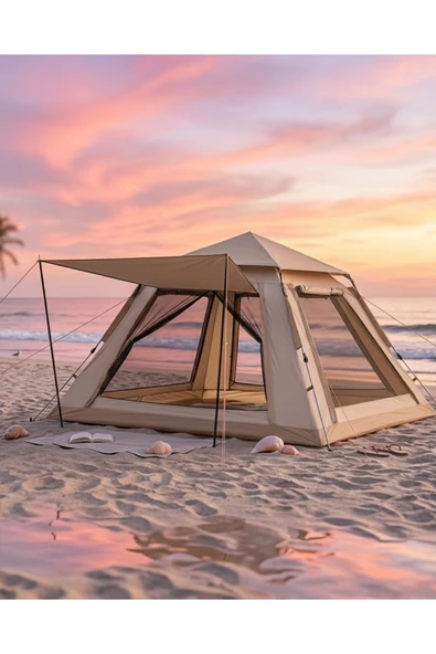 SAYARMARKT Büyük Aile Kamp Çadırı 240x240x160 cm Gölgelikli 6 Kişilik Outdoor Çadır ürün görseli 1