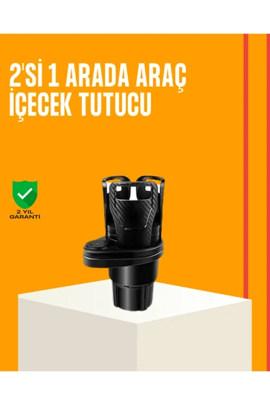 SAYARMARKT Oto Bardak Tutucu 360° Döner Çift Bölmeli Karbon Fiber Tasarım ürün görseli 1