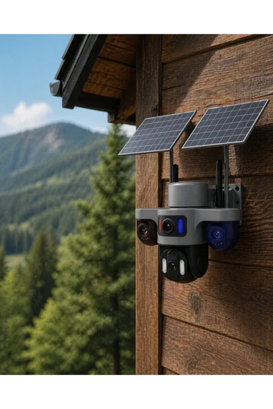 SAYARMARKT Güneş Enerjili Arıcı Kamerası 4G SIM Kartlı 9MP 3 Lens Yayla Güvenlik Kamerası 2 Yıl Garantili ürün görseli 1