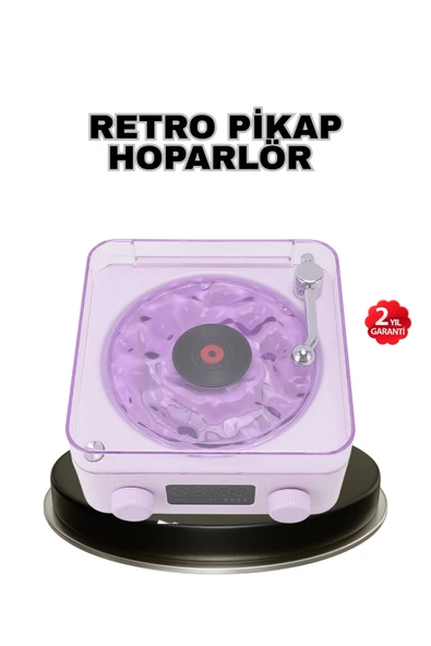 SAYARMARKT Projektör Işıklı Retro Hoparlör Bluetooth AUX USB Hafıza Kartlı 360° Sesli Şarjlı ürün görseli 1