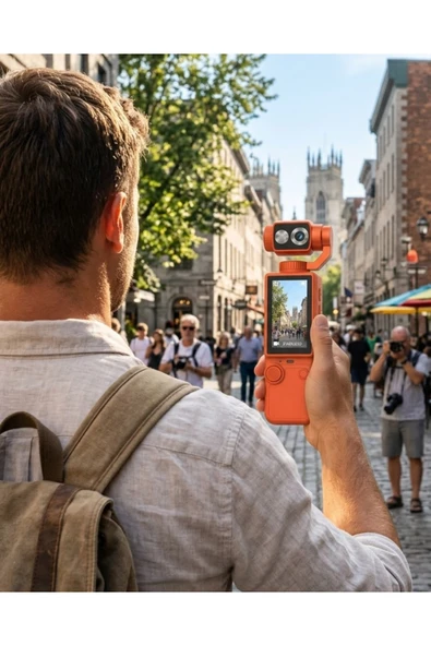 SAYARMARKT Kompakt 4K Gimbal Kamera 180 Derece Döner Başlık Stabil Video ve Vlog Uyumlu ürün görseli 1