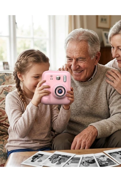 SAYARMARKT HD Ekranlı Çocuk Fotoğraf Makinesi Video Kayıt ve Baskı Kağıdı Kalem Hediyeli ürün görseli 1