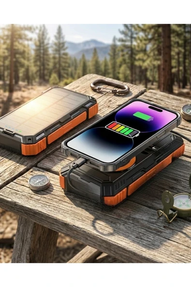 SAYARMARKT 20000 mAh Powerbank Güneş Enerjili Kablosuz Şarj Hızlı Şarj Taşınabilir Batarya (Kopya) ürün görseli 1