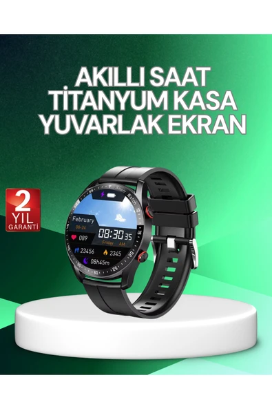 SAYARMARKT Akıllı Saat Titanyum Kasa Yuvarlak Ekran Alarm Uyku ve Sağlık Takibi Titreşimli ürün görseli 1