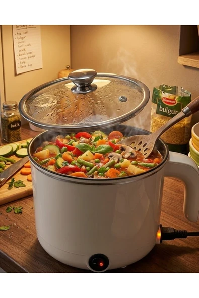 SAYARMARKT Mini Elektrikli Yemek Pişirici 1 Litre Buharlı Pişirme Tepsili Mutfak Tenceresi ürün görseli 1
