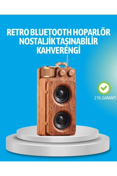 SAYARMARKT Retro Bluetooth Hoparlör Ahşap Görünümlü 5W Çift Stereo Ses ürün görseli 1