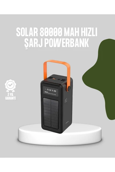 SAYARMARKT 80000 mAh Solar Powerbank Göstergeli Fenerli Hızlı Şarj Taşınabilir Şarj Cihazı ürün görseli 1