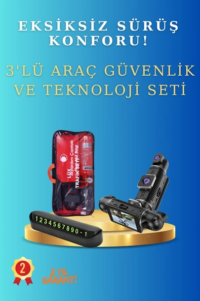 SAYARMARKT Araç İçi 3'lü Avantaj Seti - Eksiksiz Güvenlik ve Konfor Paketi (Evrensel Tüm Araçlarla Uyumlu) ürün görseli 1