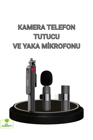 SAYARMARKT Vlog ve Canlı Yayın İçin Çift Yaka Mikrofonu ve Tripodlu Selfie Çubuğu Seti ürün görseli 1