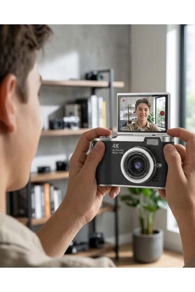SAYARMARKT 4K Dijital Kamera 48 MP 8X Zoom ve 180 Derece Flip Ekran Vlog Çekim Özellikli ürün görseli 1