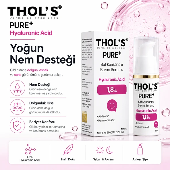 THOL’S PURE+ Hyaluronic Acid 1,8% Saf Konsantre Bakım Serumu - 15 ml ürün görseli 1