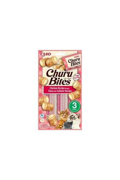 Inaba Ciao Churu Bites Tavuk Sargılı Ton Balıklı ve Somonlu Kedi Ödül Maması 3 x 10 Gr ürün görseli 1