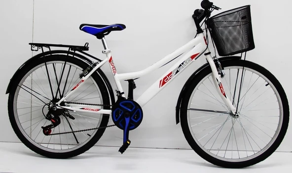Dorello Bisiklet 2650 Model 26 Jant Bisiklet Şehir Bisikleti  Beyaz Bisiklet Çamurluklu Sepetli Bisiklet ürün görseli 1
