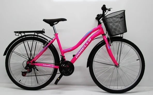Dorello Pembe 26 Jant Bisiklet Dorello Bisiklet 2650 Bisiklet Çamurluğu Sepetli Bisiklet Pembe Bisiklet ürün görseli 1