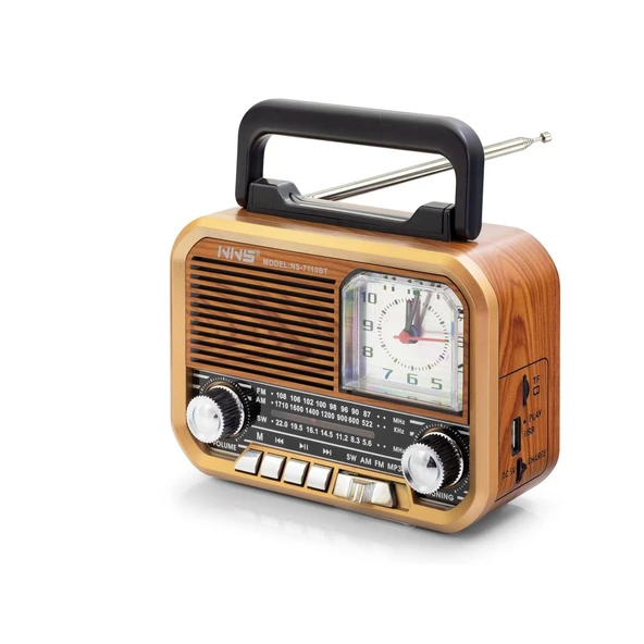 Hadron NNS NS7113BT Bluetooth Nostaljik FM Radyo TWS USB TF Analog Saatli Taşınabilir Hoparlör ürün görseli 1