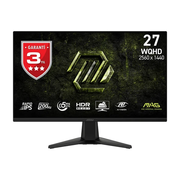 MSI MAG 275QF E20 27 2560x1440 WQHD 200Hz 0.5ms HDMI DP HDR Ready AMD FreeSync Premium Rapid IPS Gaming Monitör ürün görseli 1