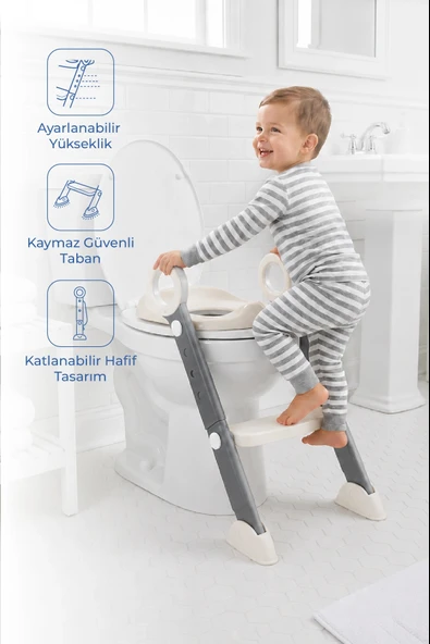 Babyjem Basamaklı Katlanır Klozet Adaptörü Kum Beji ürün görseli 1
