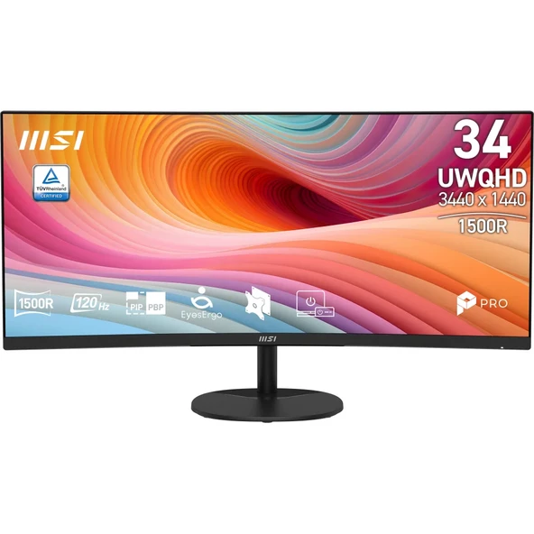 MSI PRO MP341CQ E12 34 3440x1440 UWQHD 120Hz 4ms Curve 1500R HDMI DP HDR Ready Adaptive Sync VA Monitör ürün görseli 1