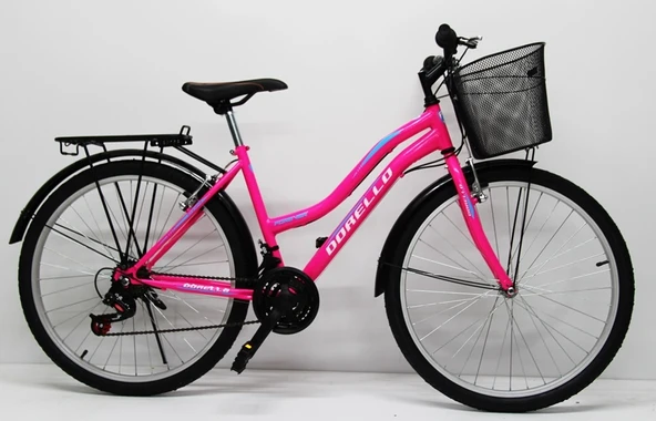 Dorello Pembe 26 Jant Bisiklet Dorello Bisiklet 2650 Bisiklet Çamurluğu Sepetli Bisiklet Pembe Bisiklet ürün görseli 1