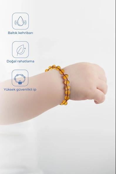Babyjem Orjinal Sertifikalı Kehribar Bebek Bilekliği Bal ürün görseli 1
