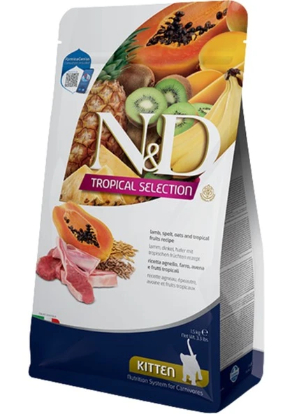 N&d Tropical Selection Kuzu Etli Süper Premium Yavru Kedi Maması 1,5 kg Karışık Tat ürün görseli 1