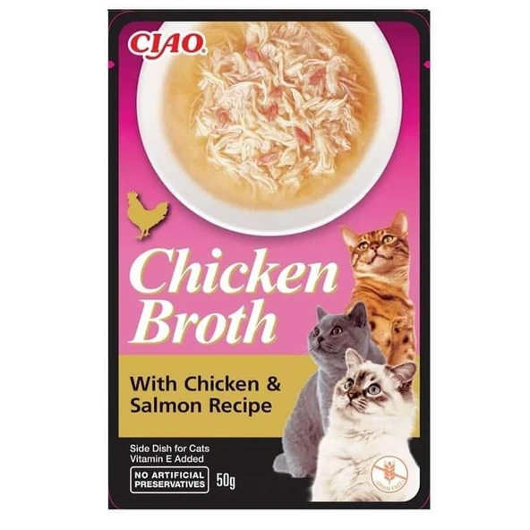 Ciao Chicken Broth Tavuk Sulu ve Somonlu Kedi Çorbası 50 Gr ürün görseli 1