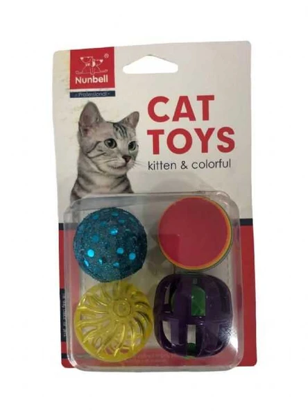 Nunbell Cats Kedi Oyuncağı Renkli Toplar 4 lü ürün görseli 1