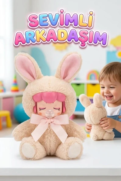 Nansi Peluş Figür Bebek - Çocuklar İçin Tavşan Kostümlü Emzikli 17 cm Uyku Arkadaşı Oyuncak Bebek ürün görseli 1