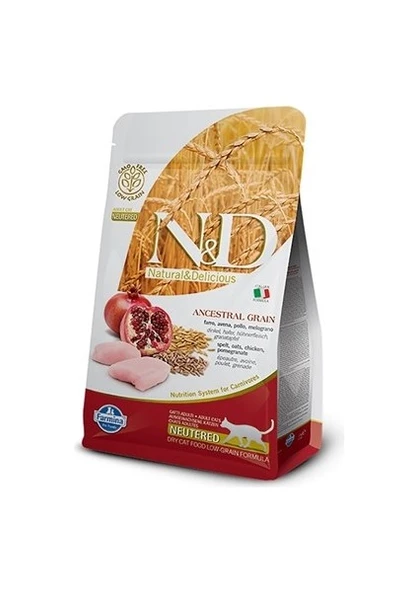 N&d Düşük Tahıllı Tavuk ve Narlı Kısır Kedi Maması 1.5 kg ürün görseli 1