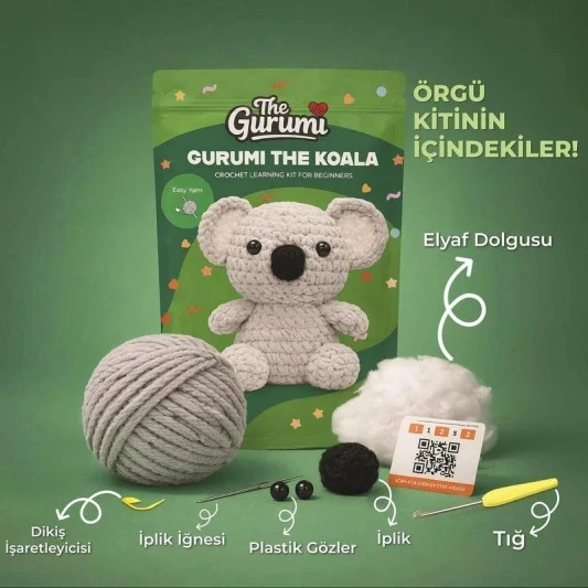 The Gurumi Koala Örgü Öğrenme Seti ürün görseli 1