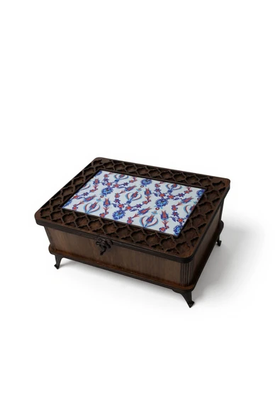 sharp&art AHŞAP TAKI KUTUSU, SERAMİK KAPAK DETAYI İLE... (18cm-10,5 cm) Çok Renkli - Model 2 ürün görseli 1