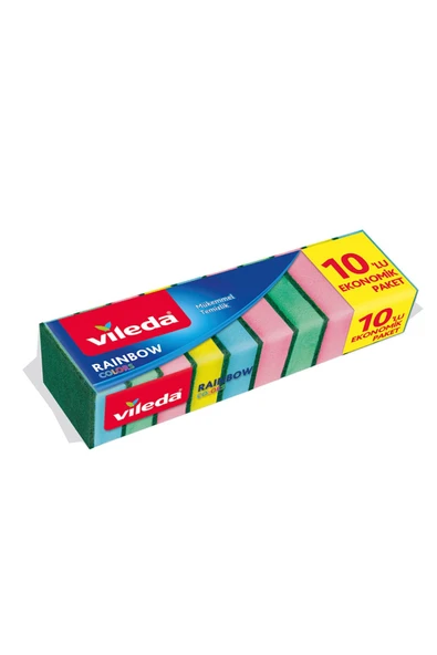 VİLEDA RAINBOW 10 LU DÜZ SÜNGER (RENKLİ)x12 ürün görseli 1
