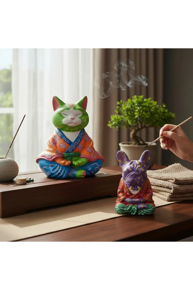 sharp&art Yoga Yapan Kedi ve Köpek Boyama Seti – Yaratıcı Sanat Etkinliği yada Dekoratif Heykel Beyaz - Boyama Seti ürün görseli 1
