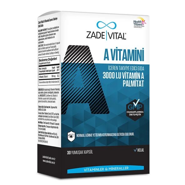 Zade Vital A Vitamini 30 Yumuşak Kapsül ürün görseli 1
