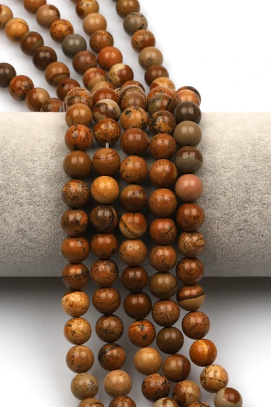 Picture Jasper Doğal Taş Dizi 8 mm Küre Kesim - DZ-1077 ürün görseli 1