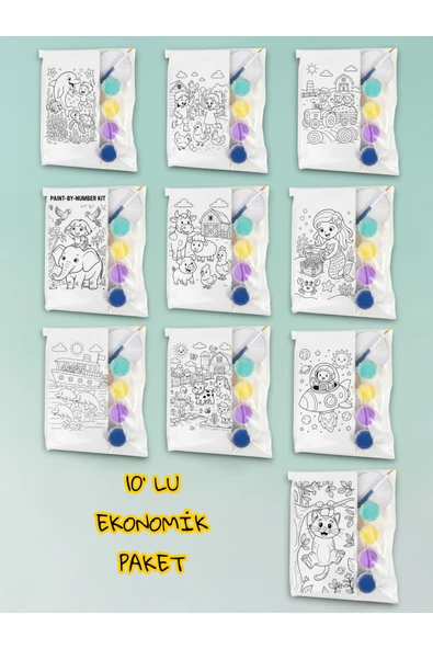 sharp&art Çocuk Resimleri Serisi Seramik Boyama Seti 10' lu Ekonomik Paket, Çocuklar Boyasın ve Yapıştırsın ürün görseli 1