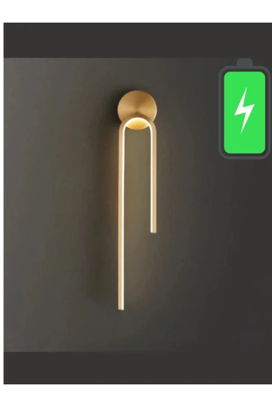 VOLTMARKET Eskitme Gold Renk Şık Dekoratif Oturma Odası Yatak Odası Takımı Pilli Ledli Aplik ürün görseli 1