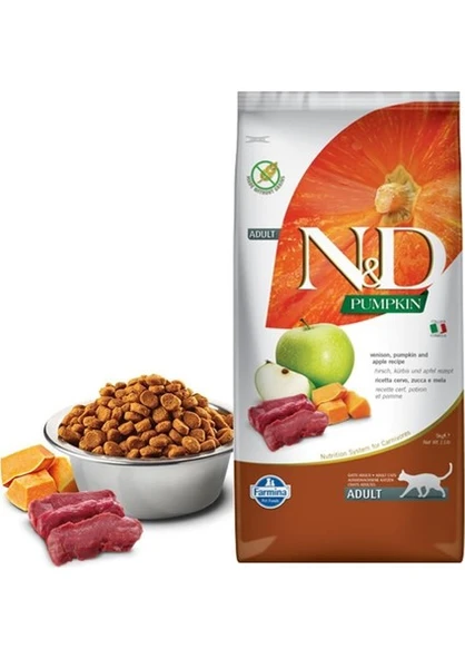 N&D Nd Tahılsız Balkabaklı Geyik Etli Elmalı Kedi Maması 1,5 kg ürün görseli 1